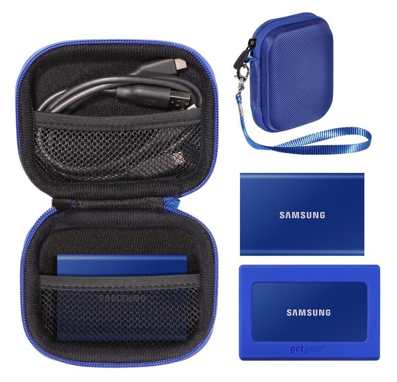 getgear Handy Case for Samsung T7 Touch Portable SSD, T5, Card Reader, USB Hub, Type C Hub, HD Hub, Mesh Pockets, Wrist Strap - Image 1